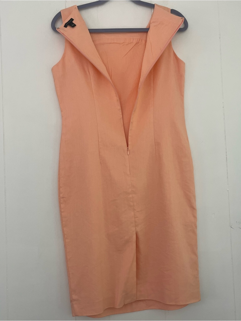 Ann Taylor Sleeveless Sheath Dress Tangerine Cream Linen Blend Size 4 - Picture 10 of 13